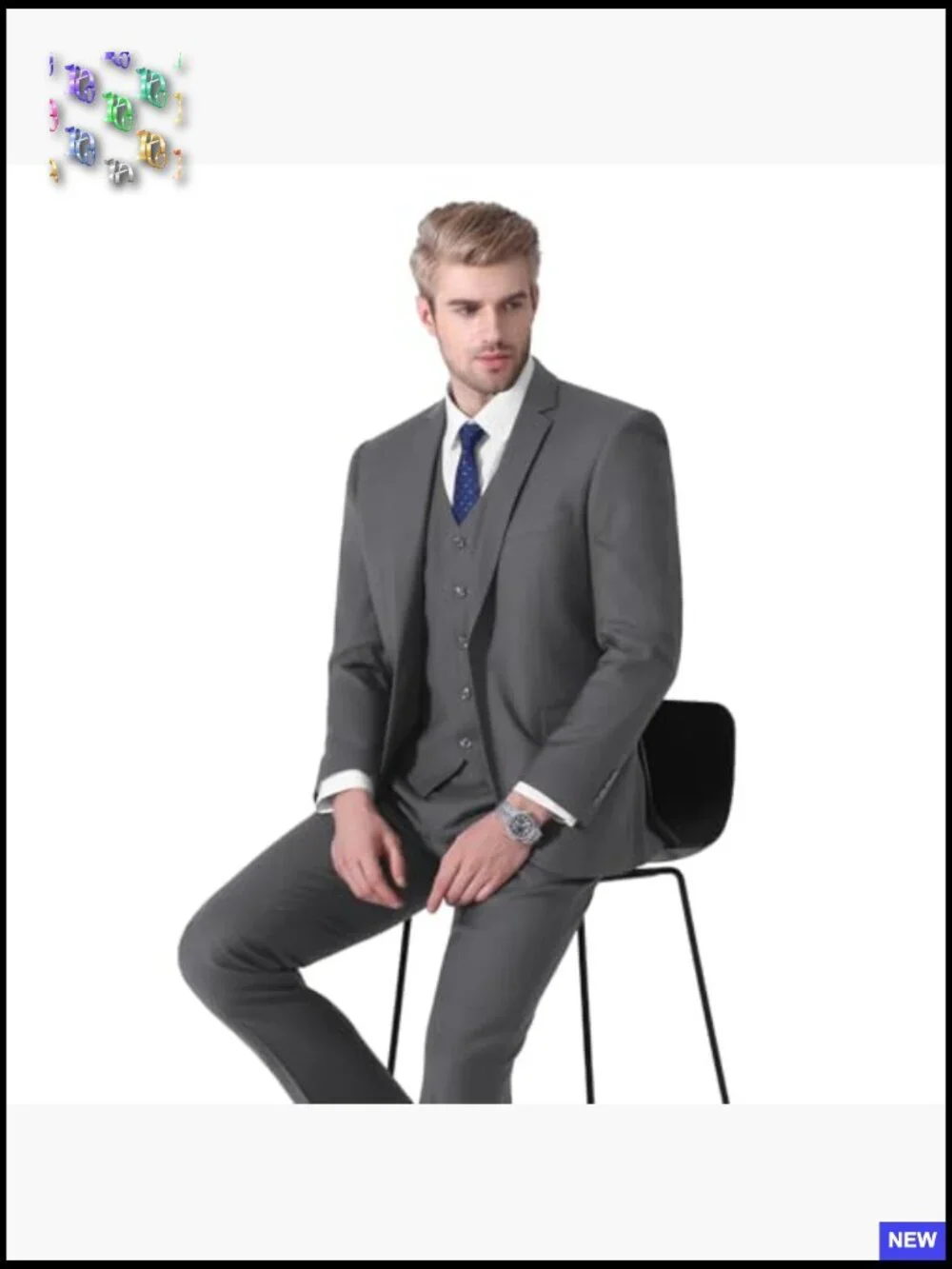 Slim Fit Three Piece Suit Classic Elegant Modern Tuxedo Set One Button